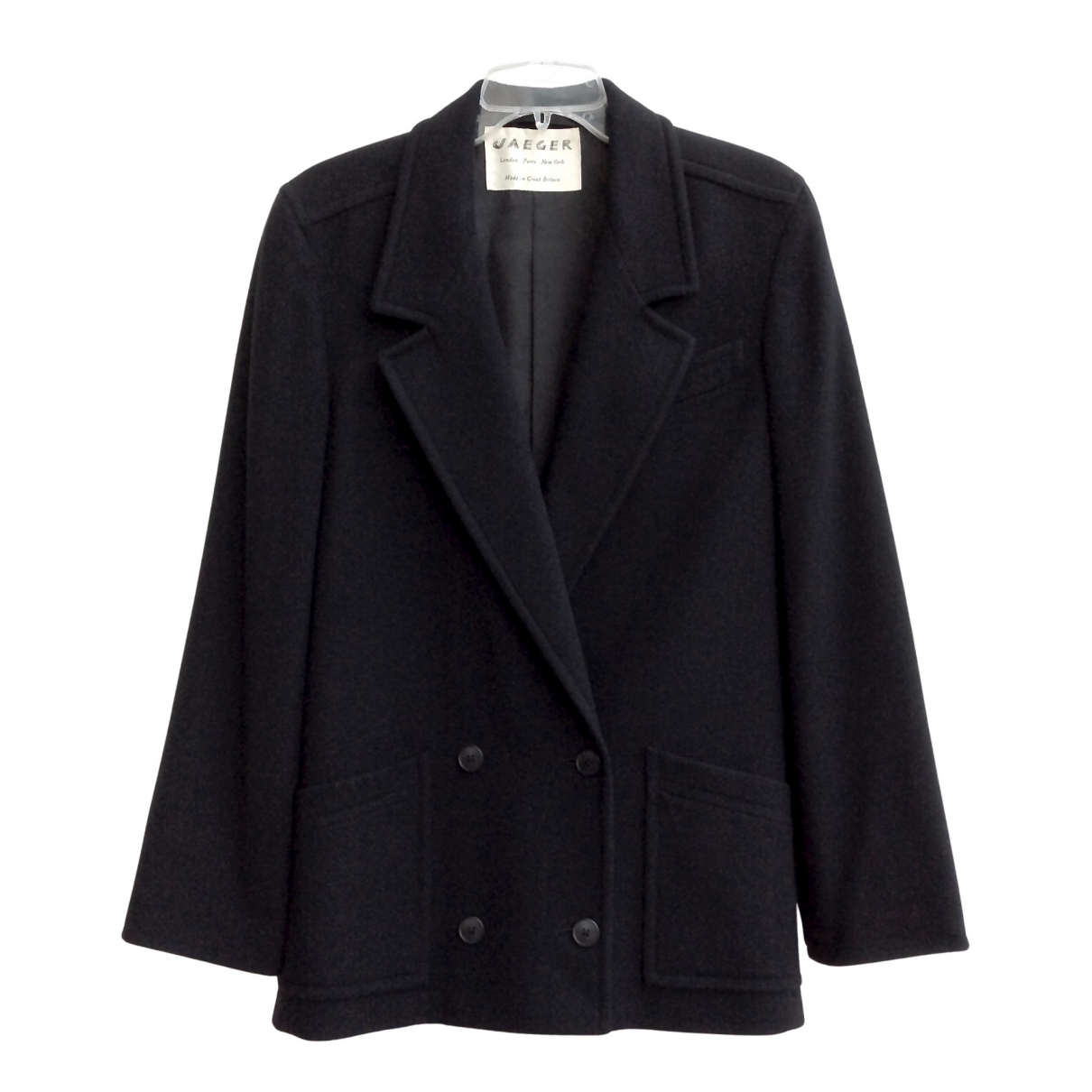 Wool jacket Jaeger Black size 10 UK in 